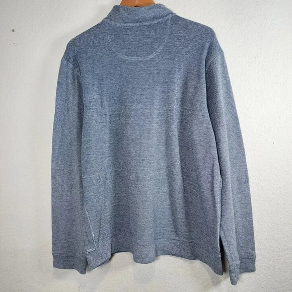 Jos A Bank Sweater Men's XL Tailored Fit LS 1/4 Zip Solid Navy/white Pullover - Picture 2 of 12